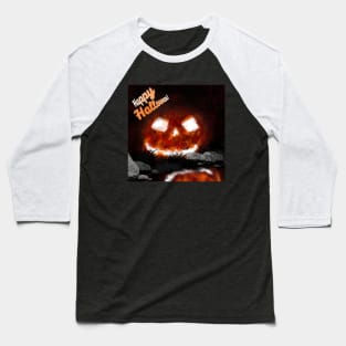 Hallowen creepy pumpkin orange fall black spooky scary Baseball T-Shirt